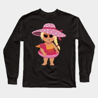 Vacation mood on - cute little girl having a sunny happy day on the beach, saturated ,no text Long Sleeve T-Shirt